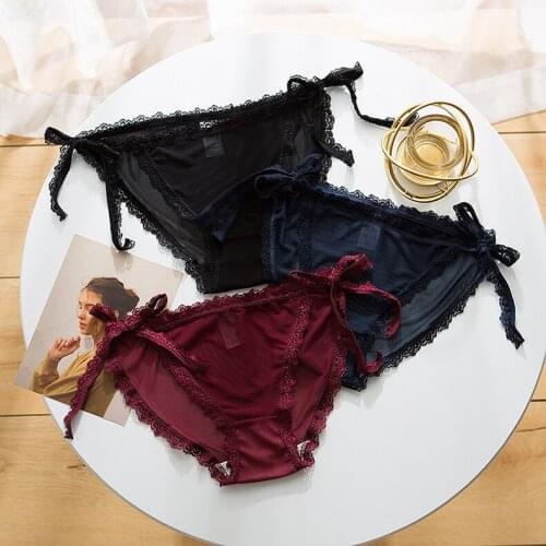Transparent Lace Underwear Women Sexy Low-rise Lingerie Underpants Female Solid 2020 Cotton Panties Flower Womens Briefs Shorts
