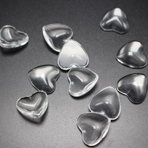 50 Transparent Clear Love Heart Dome Flatback Glass Cabochon 16mm