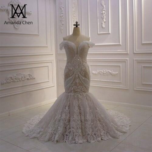 Robe soiree Off Shoulder Lace Appliques Mermaid Wedding Dress