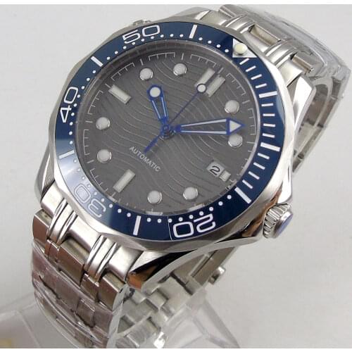 Luxury 41mm Mechancial Men Watch Sapphire Glass MIYOTA Movement Steel Band Ceramic Bezel Date Function