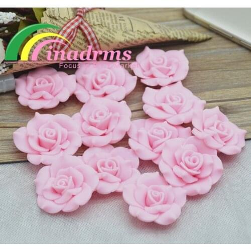 38mm Hand Made Pink Soft Clay Rose Flower,D.I.Y Decoration,jewelry Accessories,embelishments Supplies