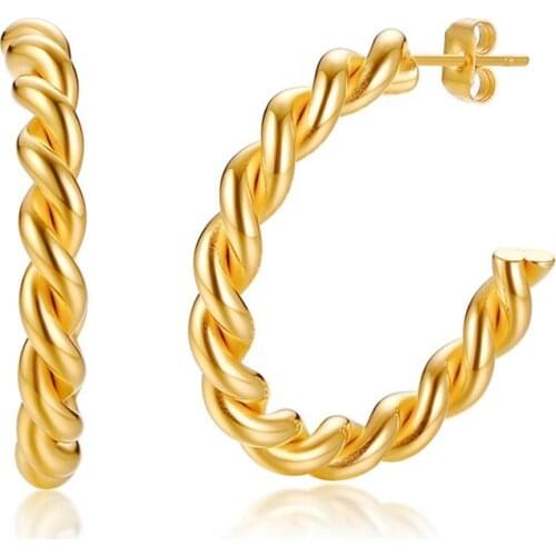 Earrings Button Pattern Circle Cannabis Flower Big Ring Earrings Twisted Rope Circle Hoop Earrings Girls Ladies Earrings