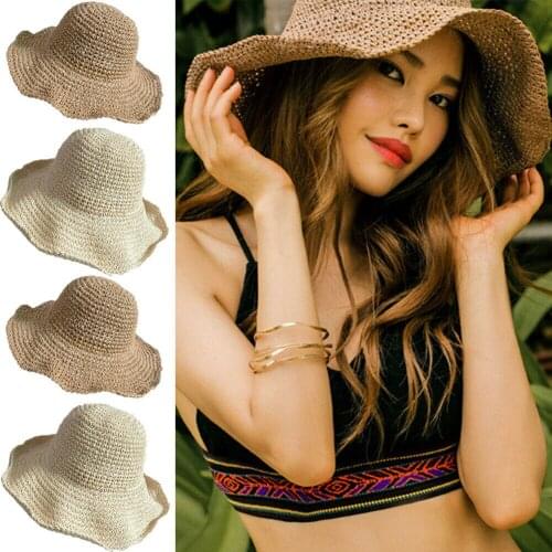 Boho Style Bow Sun Hat Wide Brim Floppy Summer Hats For Women Beach Panama Straw Dome Bucket Hat Femme Shade Hat