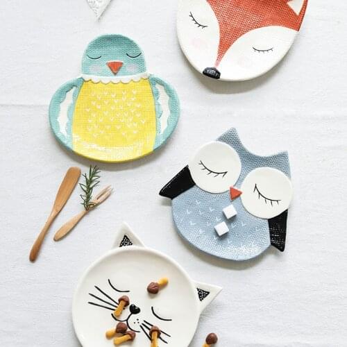 Cute Cartoon Dinner Plate Home Decor Kids Fruit Plates Animal Shape Christmas Dish Porcelain Food Tray Drop Shipping