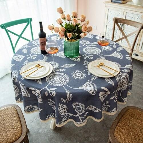 Round Table Cloth Home Coffee Table Cloth American Chinese Pastoral Floral Cotton And Linen Small Garden Table Cover