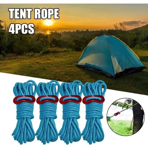 Outdoor Tent Reflective Cords Lightweight Camping Rope with Aluminum Alloy Buckle Thick Rope for Tent Tarp Shelter MC889