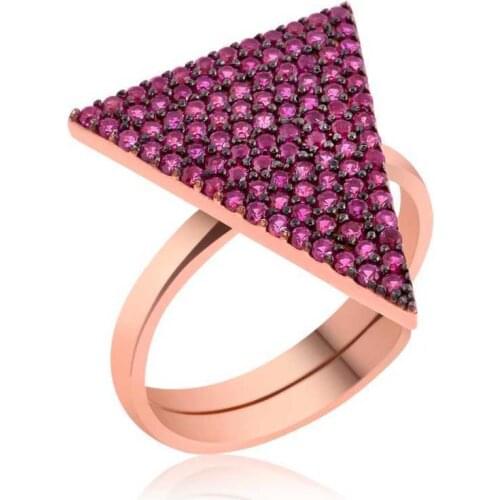Tevuli 925 Sterling Silver Pink Triangle Lady Ring