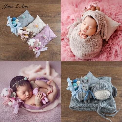Jane Z Ann Newborn Children Photography Handmade Knitted Hat Wraps Pillow Combination Props studio shooting accessories