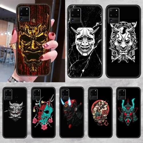 Japanese Samurai Oni Mask Phone case For Samsung Galaxy Note 4 8 9 10 20 S8 S9 S10 S10E S20 Plus UITRA Ultra black fashion