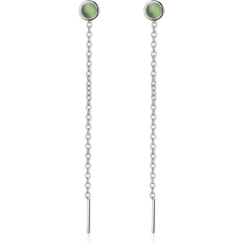 New Hot Green Opal Ear Line Tassel Earring For Women Pendientes Jewelry Accessories Gift Brincos SAE50