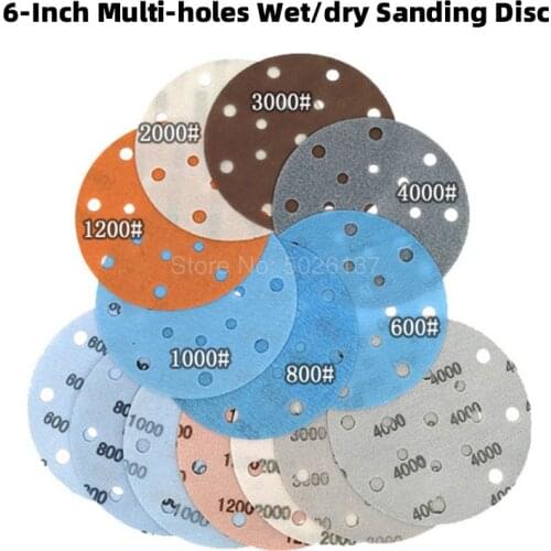1Pcs 6-Inch Multi-holes Wet/dry Sanding Disc Soft Waterproof Automotive Paint Sandpaper Hole Film Discs Polishing Water Sand