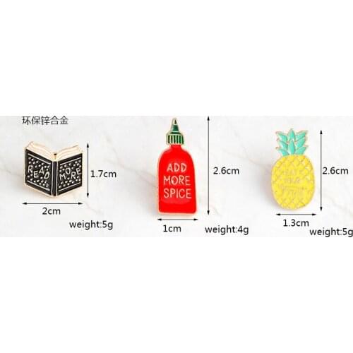 1PCS Originality Metal Popular Book Pineapple Cup Icons Apparel Brooch Pin Badges Backpack Decoration Pins Icon Accessories