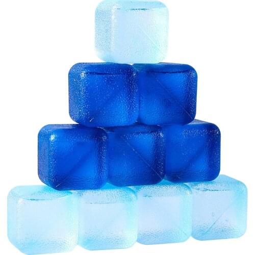 10 Pcs PE Reusable Cubes Colorful Chilling Squares Stones Filled With Pure Water Non Diluting Ice Cubes Easy To Chill Beverage
