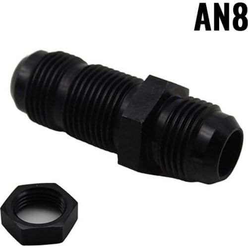 2 x Aluminum AN8 (8AN) Male to Male Straight Bulkhead Adaptors With Nut Fitting Adapter Seal Locking