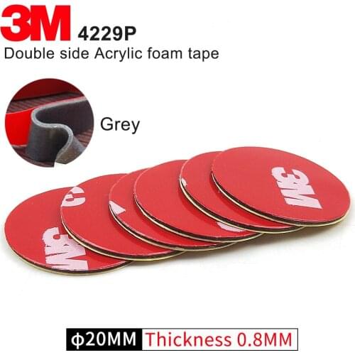 20mm circle die cut Pressure Sensitive Acrylic Foam Tape 3M 4229P, Gray Color, Red Printed Liner With 3M Logo,20Pcs/Lot