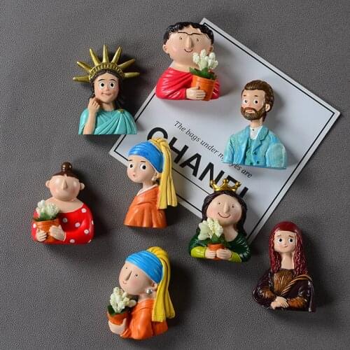 3D Cartoon Lovely Van Gogh Refrigerator Paste Resin Decoration Magnetic Paste Magnet Nordic ins