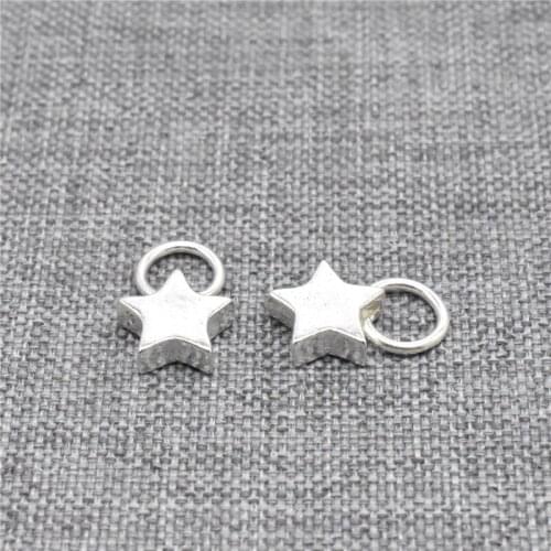 4 Pieces of 925 Sterling Silver Small Pentagram Star Charms for Bracelet Necklace