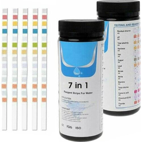 1 Bottle 50pcs Nitrite Nitrate Chlorine PH Tester Paper 7-in-1 Aquarium Fish Tank Water Quality Test Strips Kit