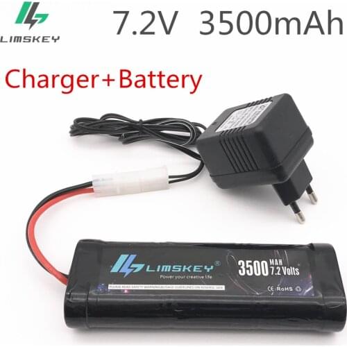 Limskey 7.2V 3500mAh Ni-MH Battery Pack Tamiya Plug With Charger High Capacity SC*6 Cells for RC Control Car Toys Battery