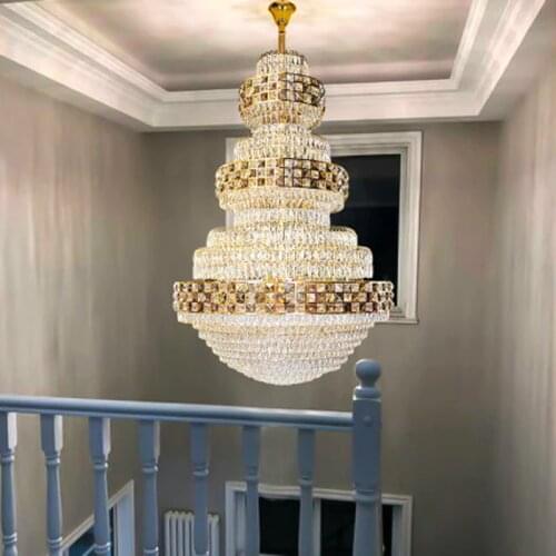 American Modern Crystal Chandeliers Lights Fixture LED Light European Chandelier Big Long Hotel Home Hanging Lamp Dia120cm/150cm