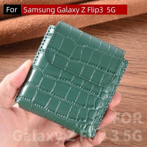 Genuine Leather Case Pouch New Case For Samsung Galaxy Z Flip 3 Case Pouch Bag For Galaxy Z Flip3 5G Case