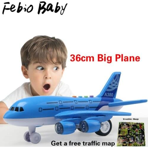 Music Story Simulation Track Inertia Childrens Toy Aircraft 36cm Size Passenger Plane Kids Airliner Toy Car Free Gift Map