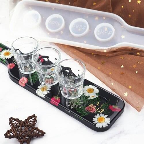 DIY Tray Resin Mold Epoxy Silicone Mould Jewelry Plate Dish Casting Jewelry Making Tools Wine Glass Mat Beer Rack Cup Crafts
