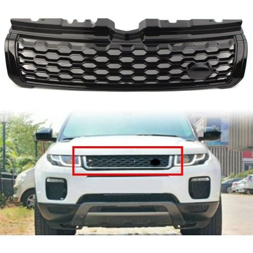 Gloss Black Car Upper Front Grille Grill w/ Logo For Land Rover Range Rover Evoque 2010 2011 2012 2013 2014 2015 2016 2017 2018