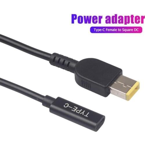 Type-C Female To Square DC Male PD Power Charger Connector Cable All-copper Conductor Induction Chip 15cm For Lenovo Thinkpad
