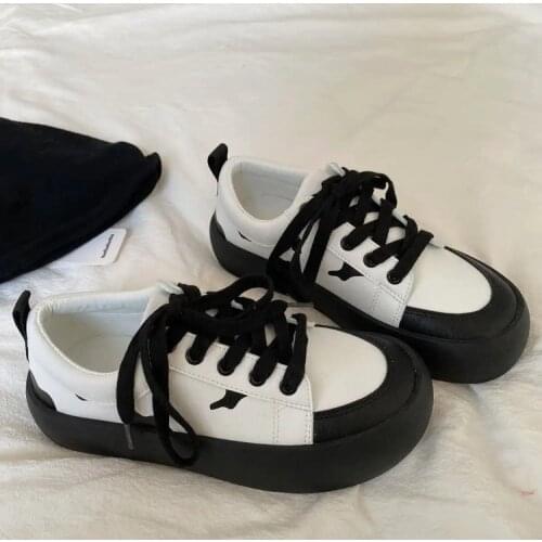 Women Sneakers Kawaii White Harajuku Sports Shoes Cow Print Lolita Flat Platform Vulcanize Korean Running Rubber Casual