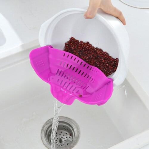 Kitchen Silicone Stretch Drain Tool Pot Edge Water Filter Silicone Foldable Soup Funnel Liquid Diversion Drainer Strainer