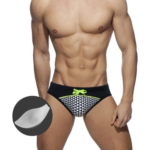 2021 Men Sexy Swimwear Push Pad Swimsuit Swim Briefs Low Waist Bathing Suit Man Print Mens Quick Dry Beachwear Brave Person