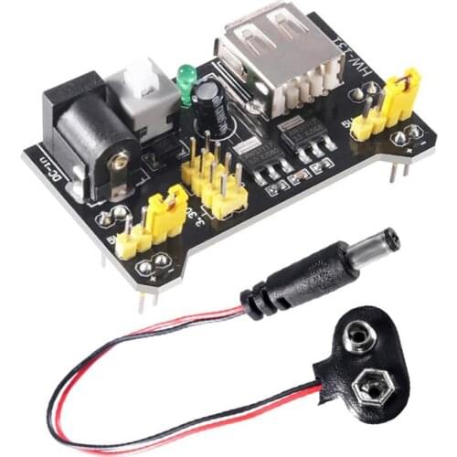 PC 1 MB102 Breadboard Power Supply Module and 9V Battery Clip with 2.1mm X 5.5mm Male DC Plug Assortment Kit for Arduino