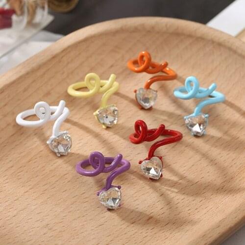 ZN Trendy Hand-painted Fashion Dripping Oil Rings for Women Multicolor With Heart Crystal Irregular Finger Rings Jewelry Gift