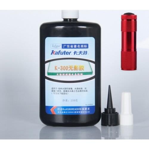 Strong power led UV light +Kafuter 50ml/250ml UV Glue UV Curing Adhesive K-300 Transparent Crystal and Glass Adhesive