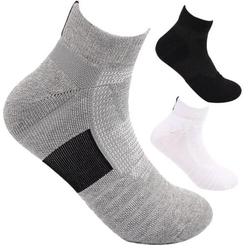 Mens Running Sports Breathable Socks Moisture Wicking Wear-resistant White Cotton Summer Short Socks Cycling Socks