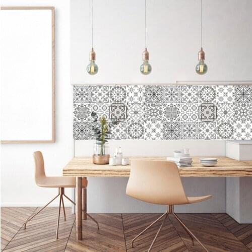 10 Pcs Wall Sticker Retro Pattern Matte Sticker Waterproof Tile Decoration Film For Tiles /Floor Kitchen Bathroom PVC Mural