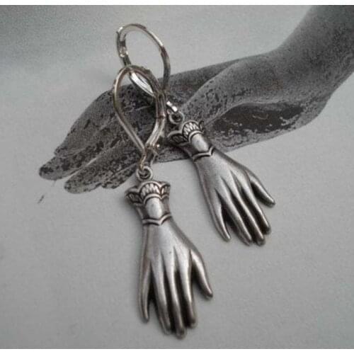 Womens Mens Hand Earrings,Drop Dangle Earrings,Macabre Jewelry,Statement Earrings,Halloween Earrings,Victorian,Palmistry Jewelry