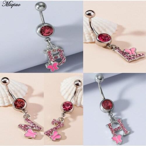 Miqiao 1pcs Explosive Stainless Steel Letter Pendant Navel Nail Body Exquisite Piercing Jewelry