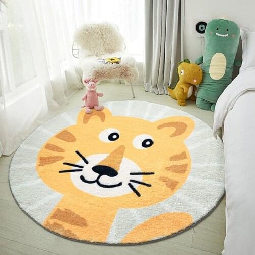 Nordic Cartoon Round Carpets For Childrens Bedroom Thicken Plush Bedside Rug Modern Living Room Home Decor Girl Cute Mats 2021