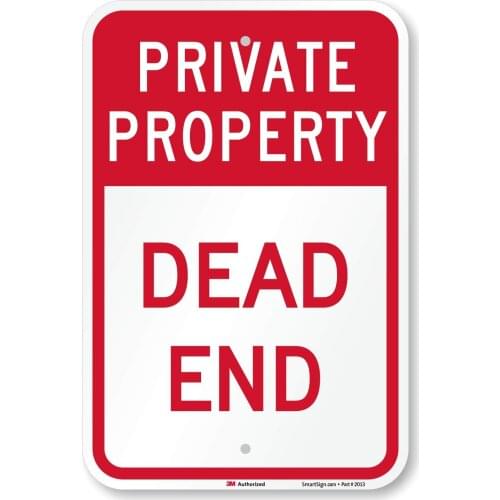 Private Property Dead End Sign | 12" x 8" 3M Engineer Grade Reflective Aluminum