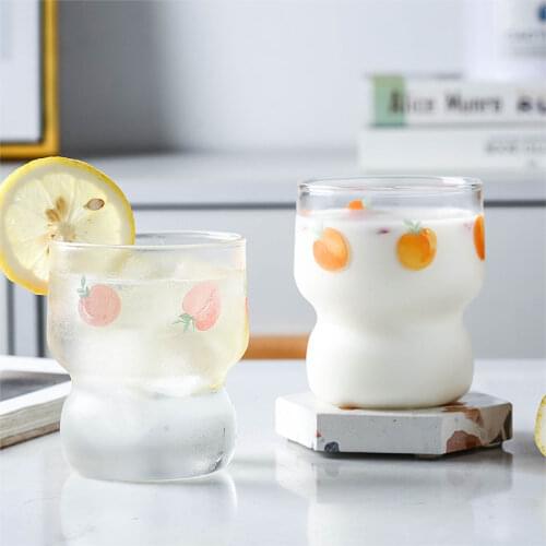 Juicy Peach Glass Ins Simple Household Milk Cup Tea Cup Heat-resistant Office Water Cup Juice Breakfast Cup