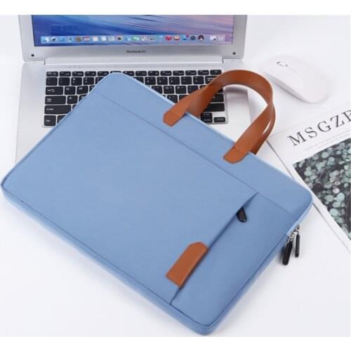 Portable Waterproof Oxford Cloth Laptop Bag Double Zippers Closure Anti-collision Handbag with Front Pocket