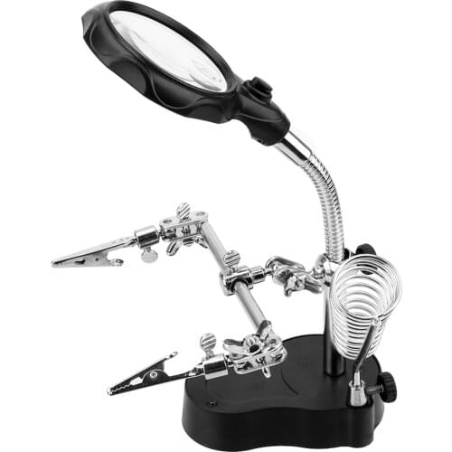 Auxiliary Tool Third Hand Helping Desktop Soldering Holder Welding Equipment Magnifier LED Lighting Soldering Stand Repair Tool
