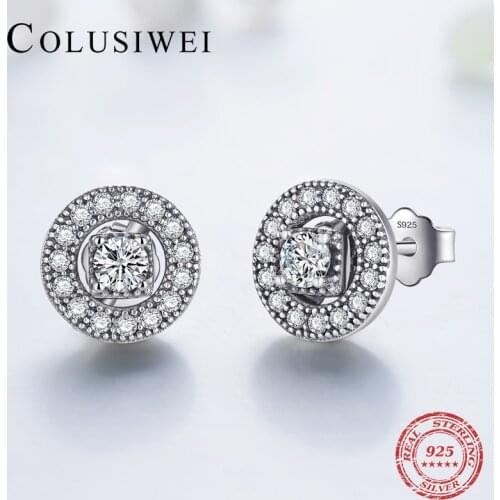 COLUSIWEI Top Quality Fashion Classic Vintage Allure Stud Earring 100% Solid 925 Sterling Silver Earrings Wedding Jewelry Women