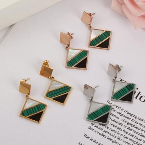 2020 Drop Earrings For Women New Earrings Long Square Shell Earring Minimalist Punk Wholesale Love Square White Shell