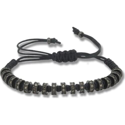 1pc Anil Arjandas Macrame Bracelet Micro Pave Champagne CZ Spacer Beads Braiding Macrame Bracelet for Men Fashion Jewelry