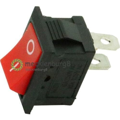 10Pcs KCD1-101 AC 6A 250V 2 Pin ON/OFF I/O SPST Snap in Mini Red Button Boat Rocker Switch 15*21MM