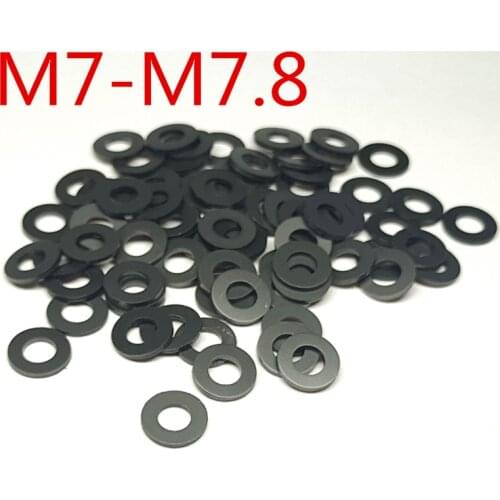 100pcs M7-M7.8 thickness 0.15/0.2/0.25-1 mm High Precision Black Color Polyslider Graphite Nylon Flat Washer
