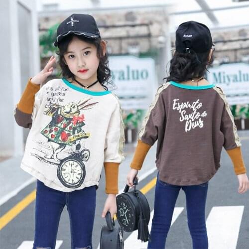 2019 Spring Autumn Girls T Shirt Cotton O-neck Tops for Kids Cartoon Children Shirts Long Sleeve Baby Blouse Toddler Clothing